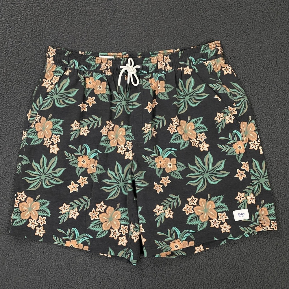 Katin Volley Swim Shorts Mens Medium Floral Tropical Mesh Lined Trunks NWOT